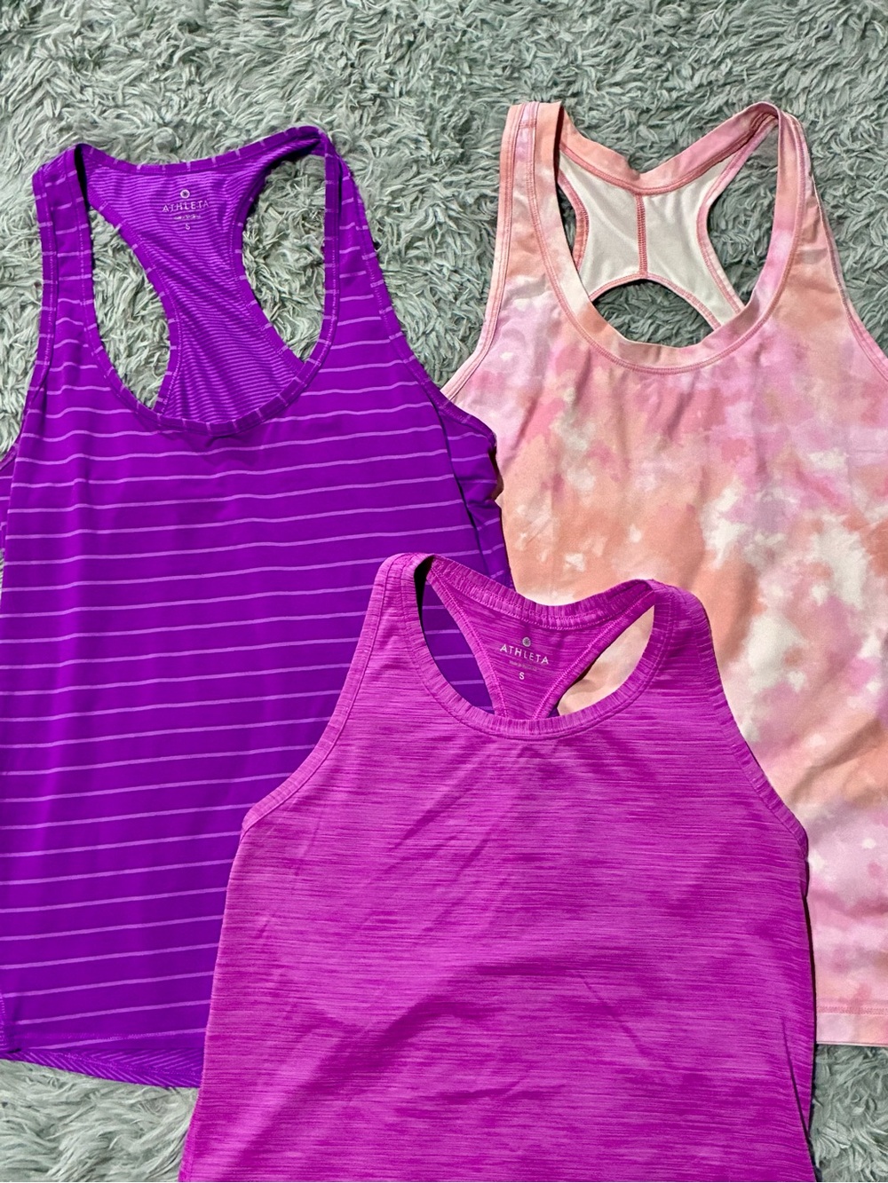 NEW Lot 3 Athleta running gym tank top shirts workout classic racerback S